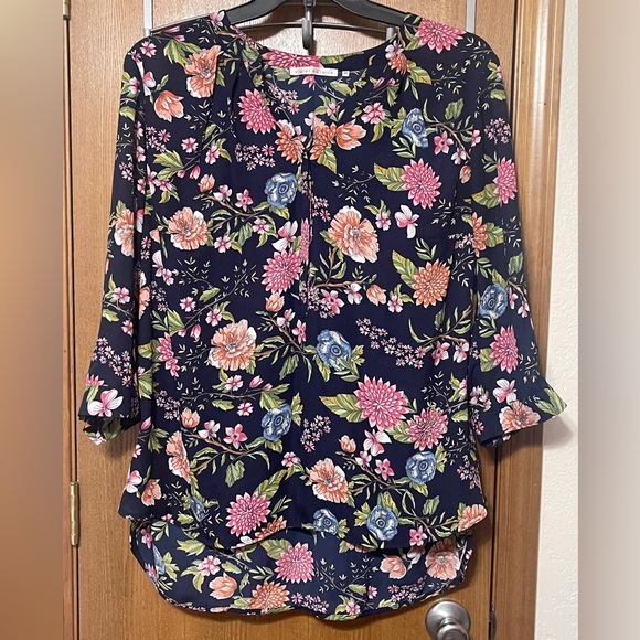 Violet & Claire Boho Floral Hi-Low Tunic Blouse 3/4 Sleeve Top Plus Size 2X - Picture 1 of 8